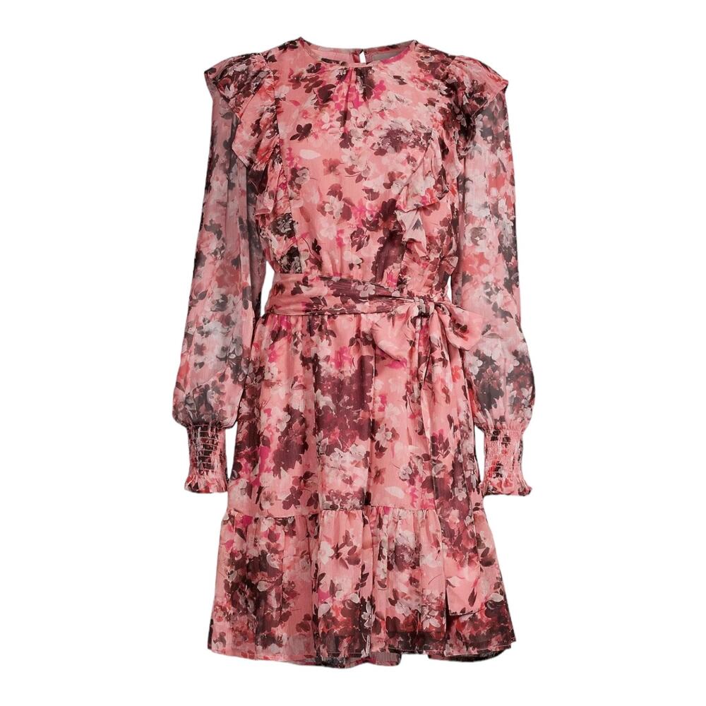 Rachel Parcell dress floral ruffled minidress pink size 2
